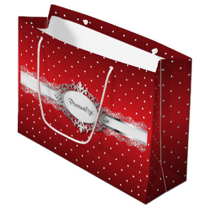 Shiny Red and White Polka Dots Large Gift Bag