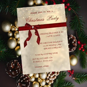 Shiny, Red Bow, Corporate Christmas Party Invitation