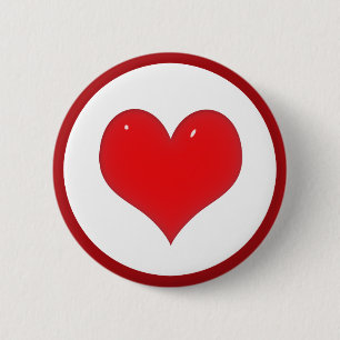 Shiny Red Heart (Add Your Text) 6 Cm Round Badge