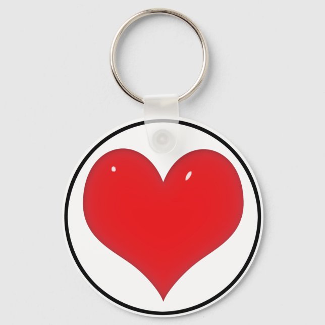 Shiny Red Heart (Add Your Text) Key Ring (Front)