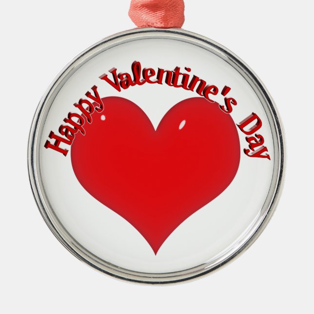 Shiny Red Heart Valentine Metal Tree Decoration (Front)