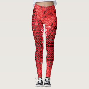 shiny red sequins leggings