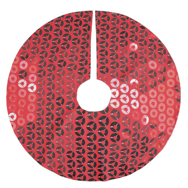 shiny red sequins xmas christmas tree skirt (Front)