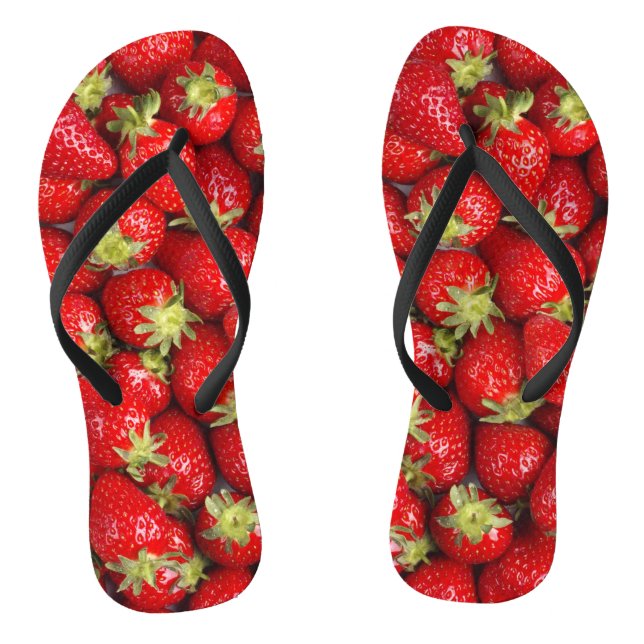 Shiny Red Strawberries Jandals (Footbed)