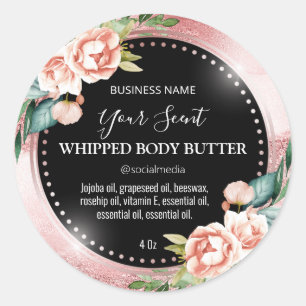 Shiny Rose Gold Glitter Body Butter Labels