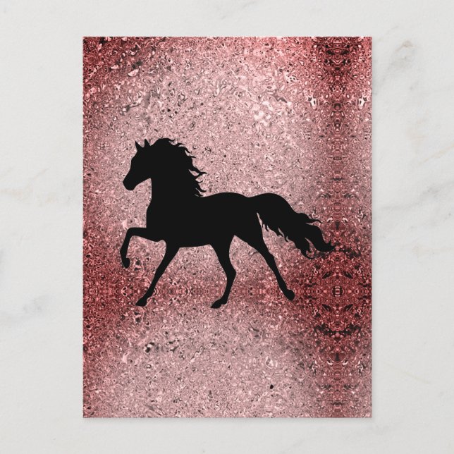Shiny Rose Gold Horse Padfolio Postcard (Front)