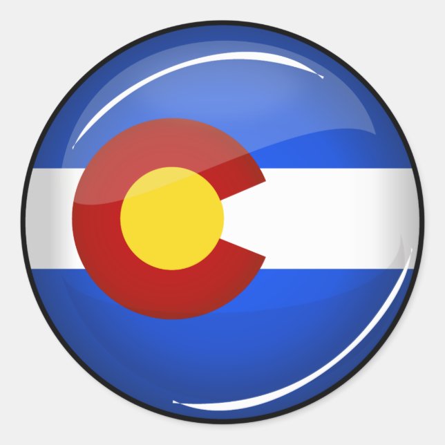 Shiny Round Colorado Flag Classic Round Sticker (Front)