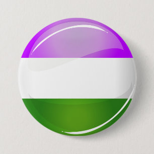 Shiny Round Genderqueer Flag 7.5 Cm Round Badge