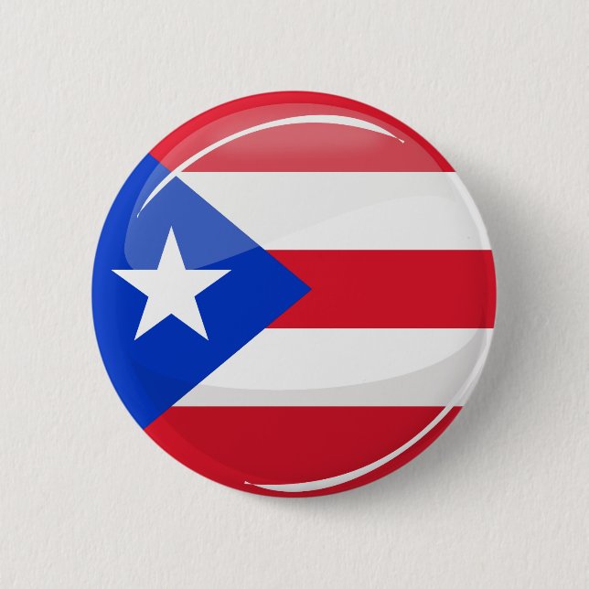 Shiny Round Puerto Rican Flag 6 Cm Round Badge (Front)