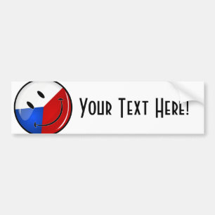Shiny Round Smiling Czech Rep. Flag Bumper Sticker