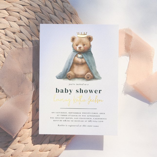 Shiny Royal Teddy Bear Prince Boy Baby Shower (Creator Uploaded)