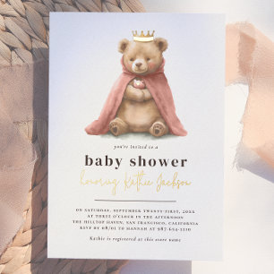 Shiny Royal Teddy Bear Princess Girl Baby Shower