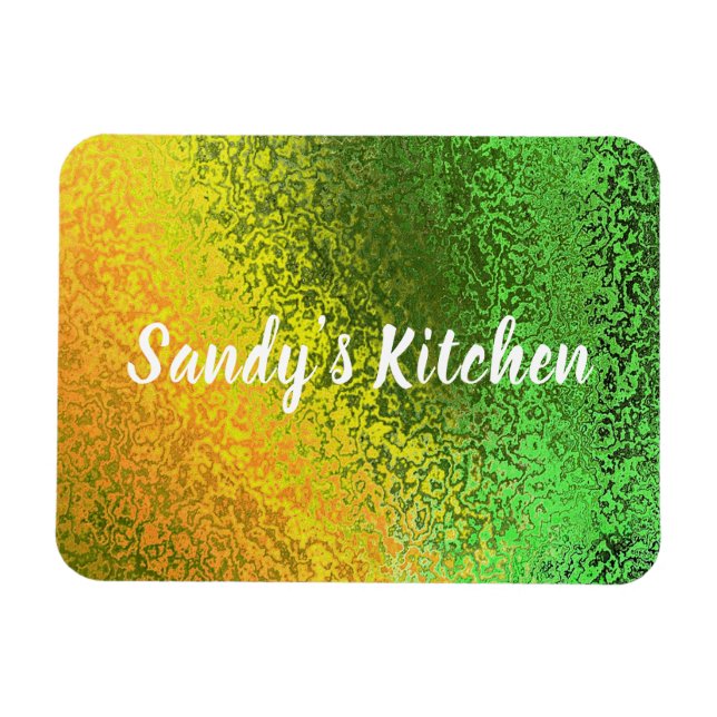 Shiny Shades Green & Yellow Name Kitchen Premium Magnet (Horizontal)