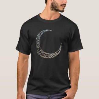 Shiny Silver Celtic Crescent Moon T-Shirt
