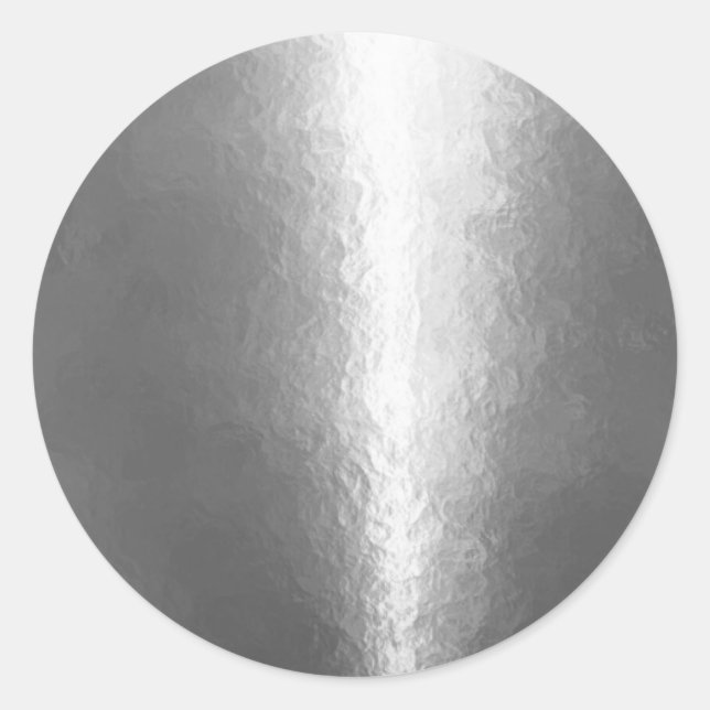 Shiny Silver Classic Round Sticker (Front)