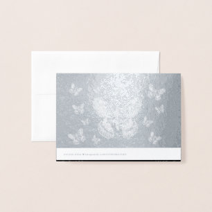 Shiny Silver Grey and Black Watercolor Moth  Foil Card