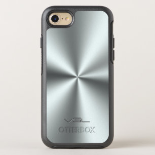 Shiny Silver Grey Metallic  Print OtterBox Symmetry iPhone 8/7 Case