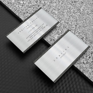 Shiny Silver Metal Brushed Stainless Texture Business Card