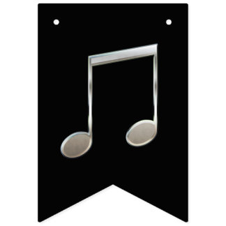 Shiny Silver Music Notation Beamed Whole Notes Bunting