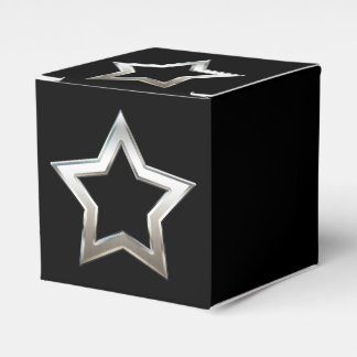 Shiny Silver Star Shape Outline Digital Design Favour Box