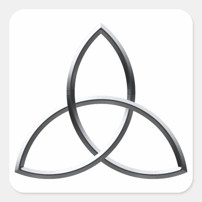 Shiny Silver Triquetra Square Sticker (Front)