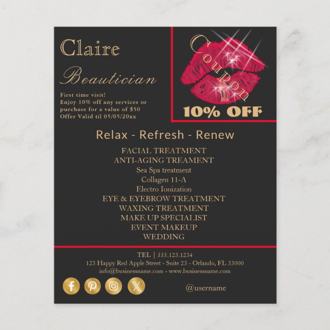 Shiny, Sparkling Red Lips Advertising Flyer (Front)