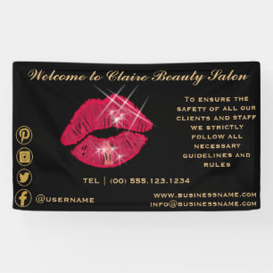 Shiny Sparkling Red Lips Welcome Banner