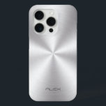Shiny Stainless Steel Metalli Look- Monogram iPhone 15 Pro Case<br><div class="desc">Shiny metallic stainless steel look,  metal texture. Custom and optional monogram. Design is available on other products and can be requested on any product we offer at Zazzle.</div>