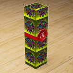 SHINY STAR,COLORFUL GEMS AND RED WAX SEAL MONOGRAM WINE BOX<br><div class="desc">Elegant , artistic design with Renaissance floral motifs and vibrant red, green, purple, yellow, blue 3D gem stones.Cool jewel design, modelling and rendering by Bulgan Lumini (c).</div>