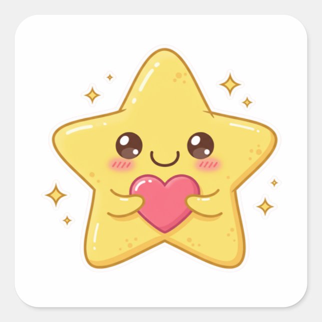 Shiny Star – Cute Love Energy Square Sticker (Front)