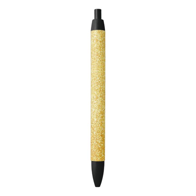 Shiny Template Gold Glitter Modern Elegant Black Black Ink Pen (Front Vertical)