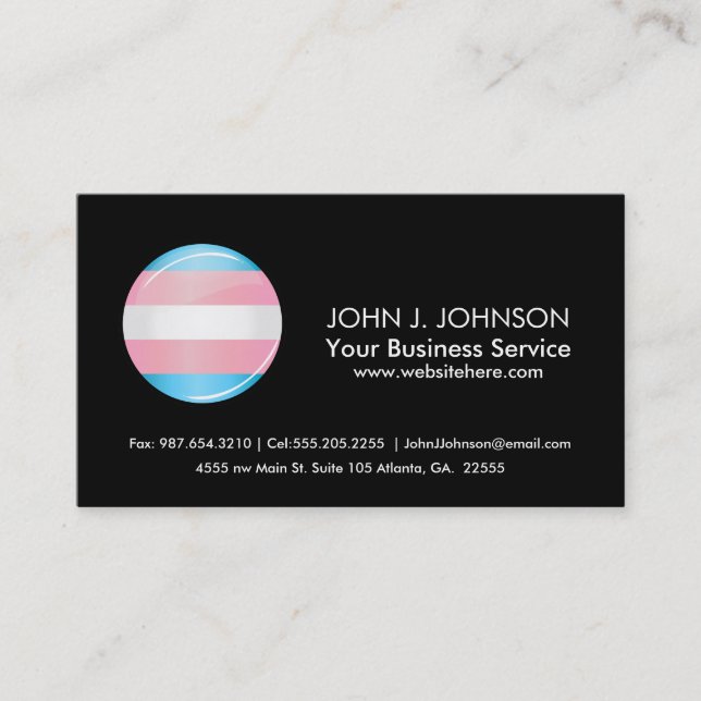 Shiny Transgender Pride Flag Business Card (Front)