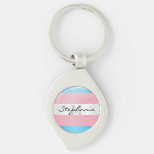 Shiny Transgender Pride Flag Key Ring