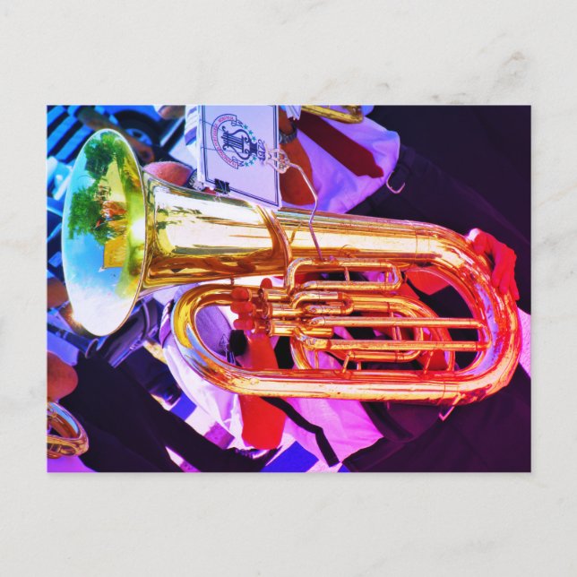 Shiny Tuba Slanted Perspective Brass Band Postcard (Front)