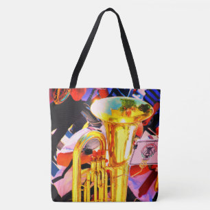 Shiny Tuba Slanted Perspective Brass Band Tote Bag