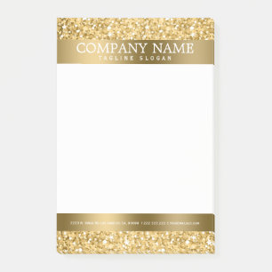 Shiny White And Gold Glitter Post-it Notes