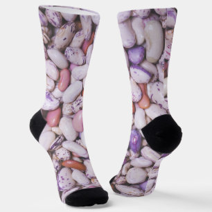 Shiny white and purple cool beans socks