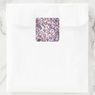 Shiny white and purple cool beans square sticker
