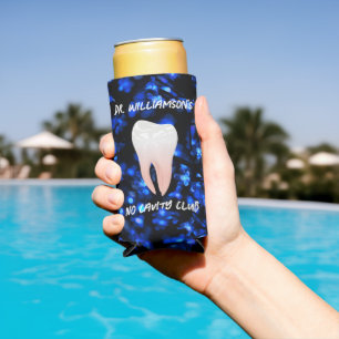 Shiny White Tooth on Blue Seltzer Can Cooler