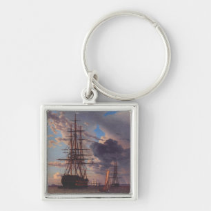 Ship and a Frigate at Anchor  Key Ring