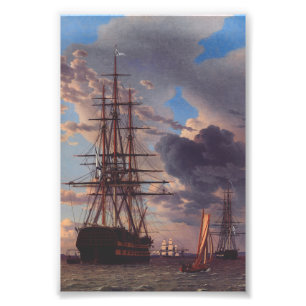 Ship and a Frigate at Anchor Photo Print