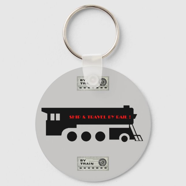 Ship and Travel By Railroad Train Key Ring (Front)