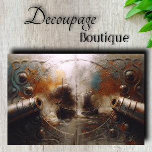 Ship Battle Porthole Decoupage Tissue Paper