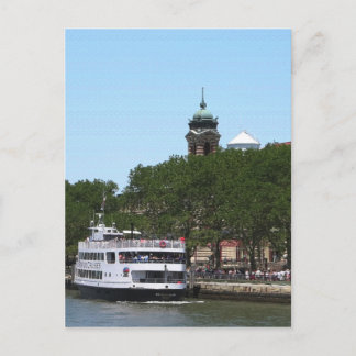 Ship Boat Sail New York Statue of Liberty Islands Postcard