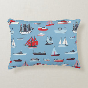 ship boat travel vintage pattern decorative cushion