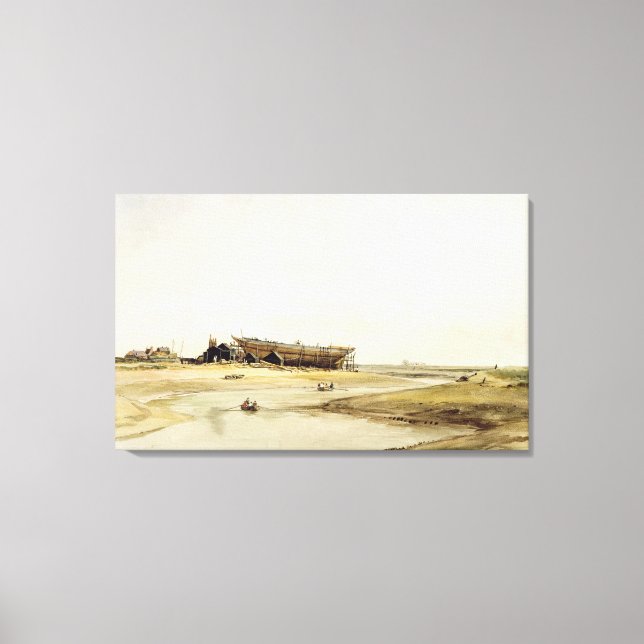 Ship Building (w/c on paper) Canvas Print (Front)