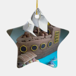 Ship cake 1 ceramic tree decoration