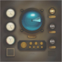 Ship Control Panel Sonar System Square Steampunk