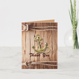 ship dock beach anchor nautical wedding thank you card