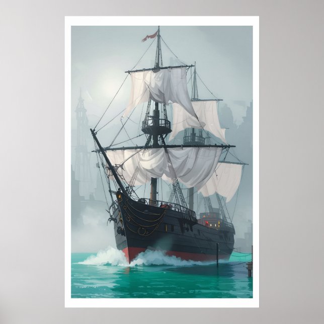 Ship Emerging from the Fog – Spiritual Journey  Poster (Front)